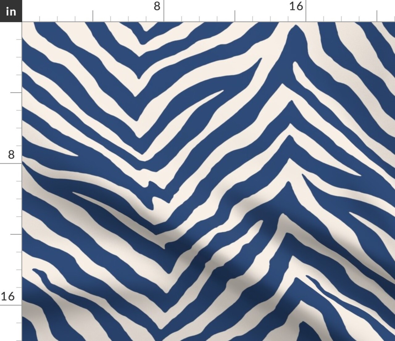 Zebra Navy Animal Skin White Blue Safari Custom Printed Fabric by Spoonflower Various Fabrics by the Yard or Fat Quarter